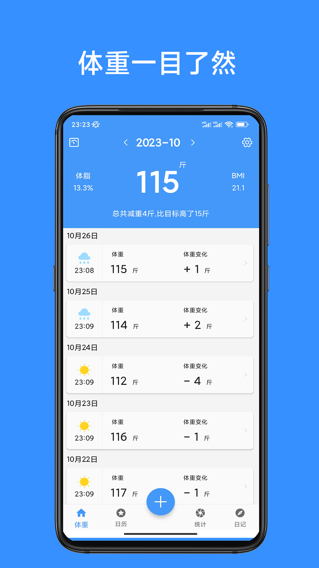 
记体重本