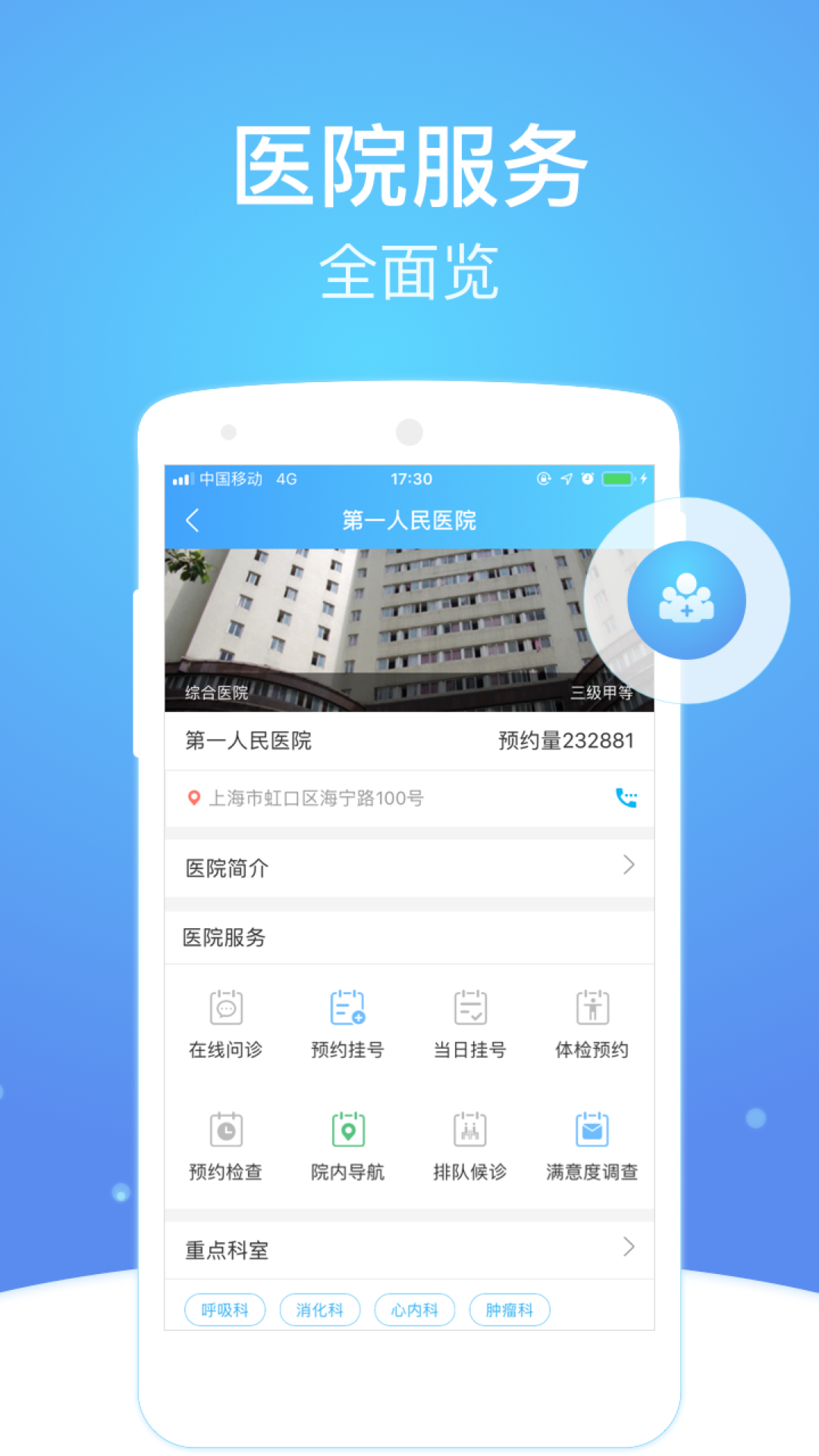 
上海市级医院互联网总平台