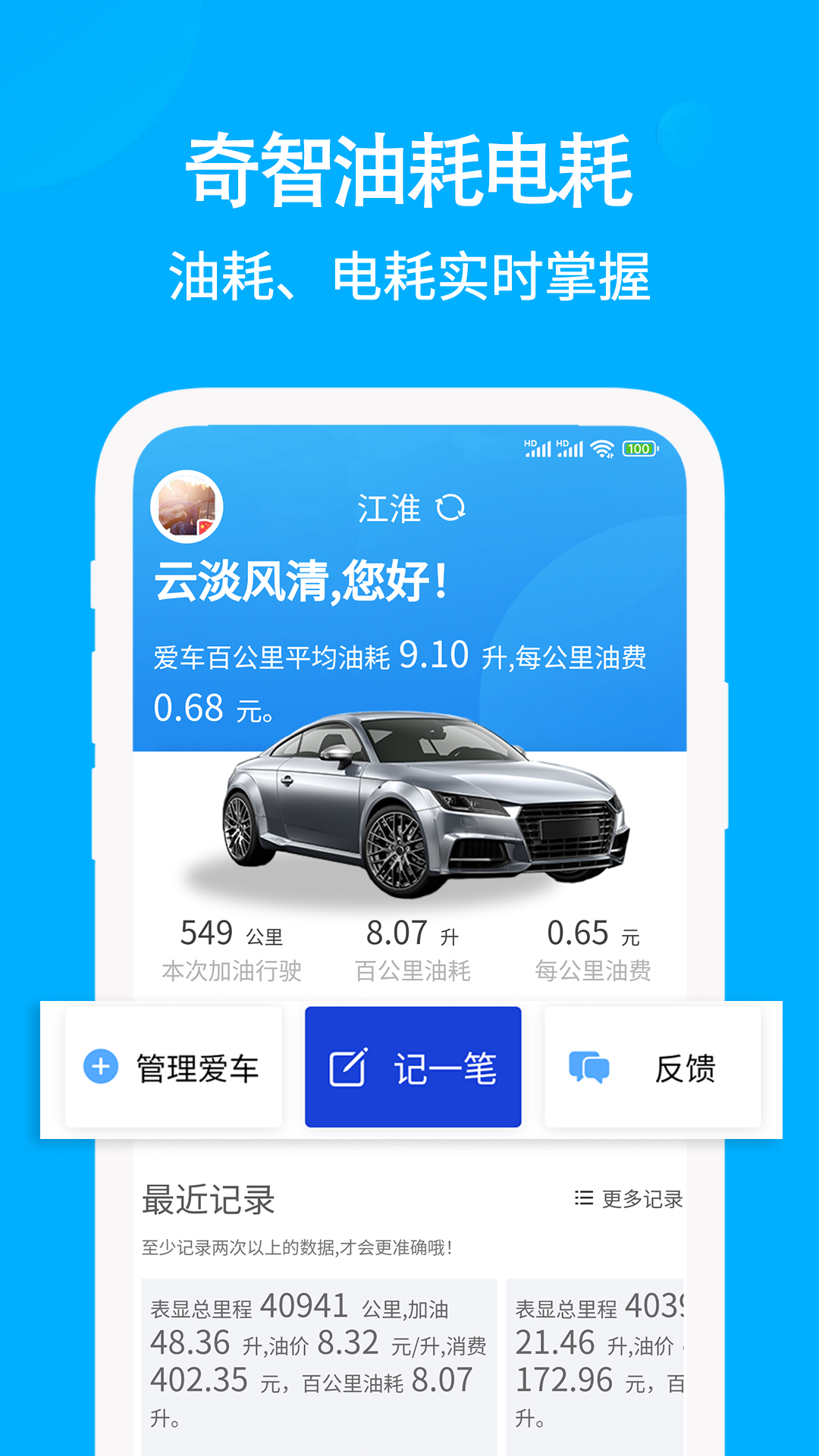 
奇智油耗电耗